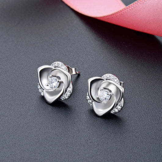 Aretes de Plata Esterlina con Diseño de Rosa - Image 5