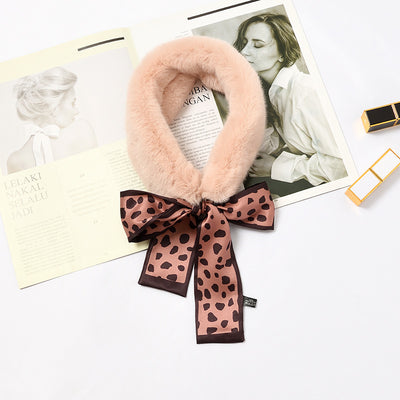 Collar de Lazo de Piel de Conejo Sintético con Moño Elegante - Image 12