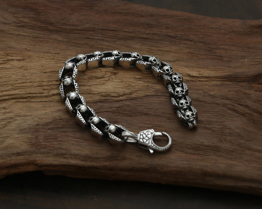 Pulsera de Plata Tailandesa con Calavera para Hombre - Image 3