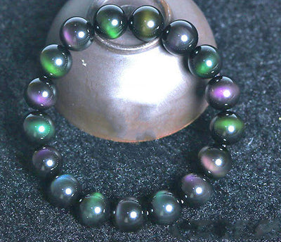 Pulsera de Obsidiana con Ojo de Arcoíris - Púrpura y Verde - Image 3