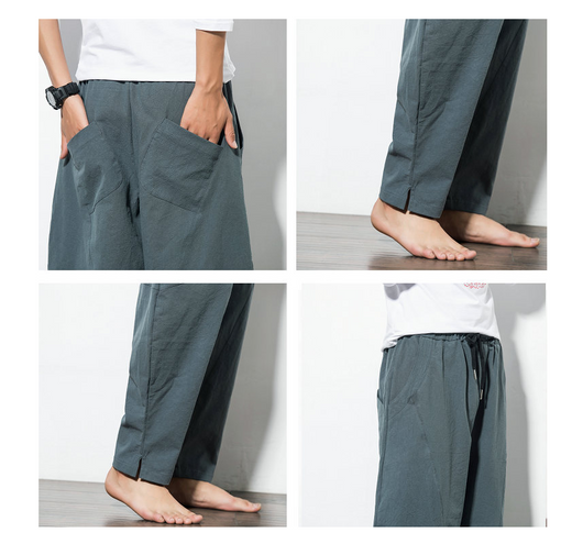 Pantalones Harem Étnicos de Algodón y Lino con Encaje Hip-Hop - Image 4