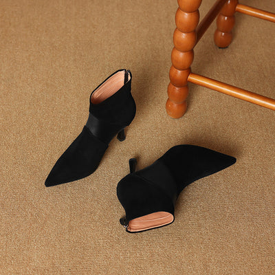Botines Cortos Bicolor con Cuero Genuino y Tacón Fino - Image 14