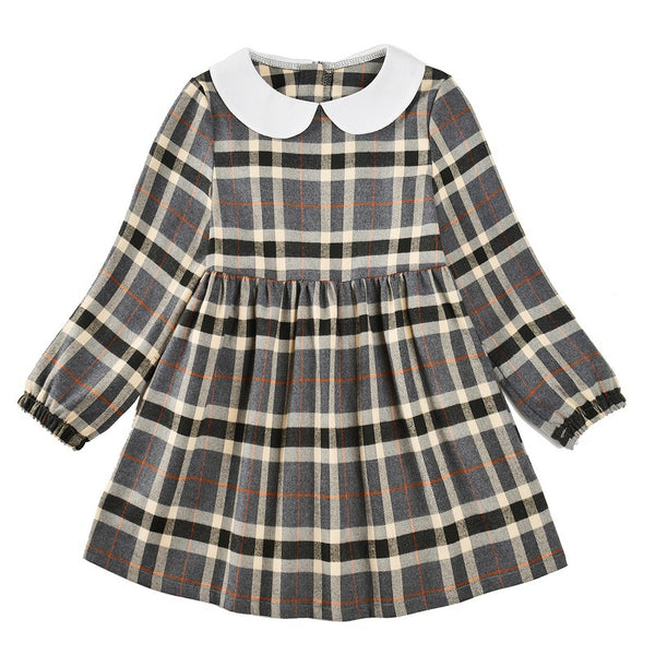 Vestido Princesa Niña Estilo Occidental a Cuadros para Otoño - Image 5