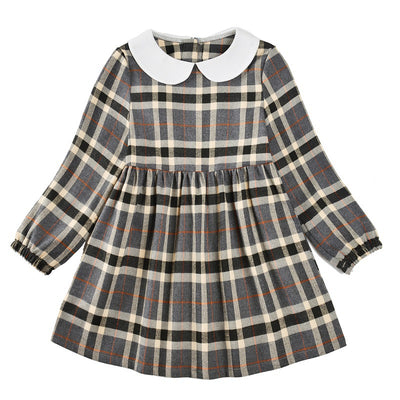 Vestido Princesa Niña Estilo Occidental a Cuadros para Otoño - Image 5