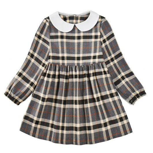 Vestido Princesa Niña Estilo Occidental a Cuadros para Otoño - Image 5