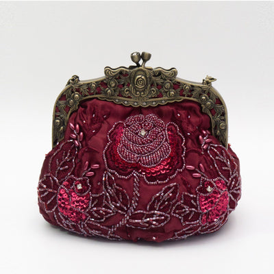 Bolso de Noche Vintage con Bordado de Rosas y Lentejuelas - Image 8
