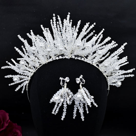 Corona de Perlas Cristal Hecha a Mano para Novia - Image 3