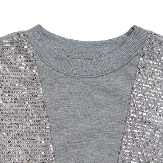 Sudadera Suelta con Cuello Redondo y Lentejuelas Combinadas para Mujer - Image 17