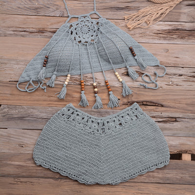 Bóxer de Playa con Borlas y Cuentas Colgantes - Traje de Baño Dividido - Image 6