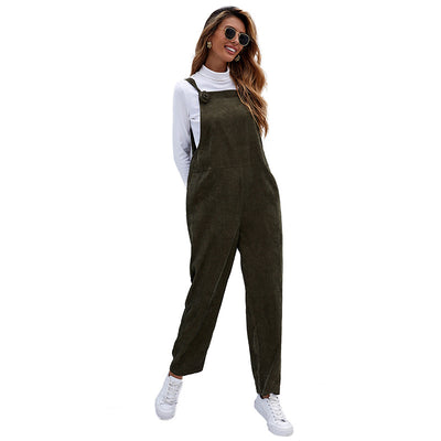 Jumpsuit Casual de Pana Suelta con Tirantes para Mujer - Image 2