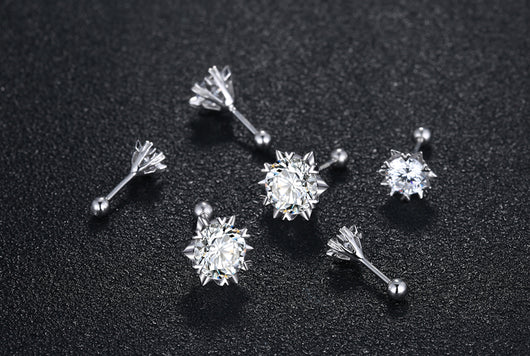 Aretes de Diamante Moissanita Platino Importados Diseño Copo de Nieve - Image 4