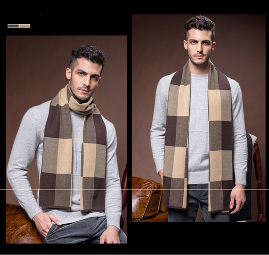 Bufanda de Lana Cuadros para Hombre - Invierno Cálido y Elegante