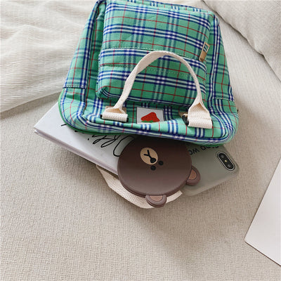 Mochila Infantil Cuadriculada con Diseño de Caricaturas - Image 4