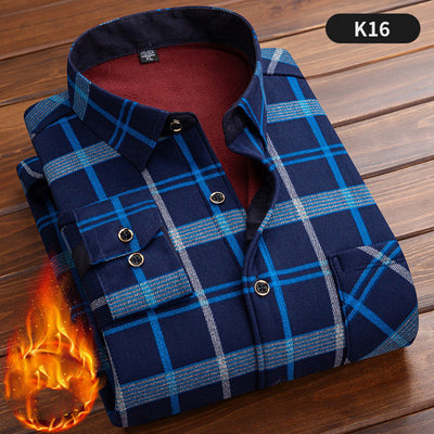 Camisa Cálida Acolchada de Terciopelo para Hombre Talla Grande - Image 28