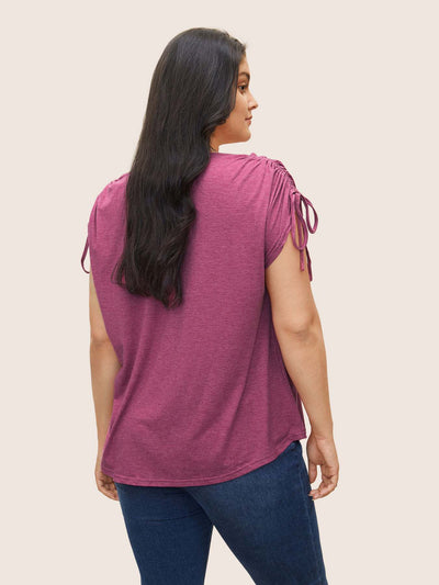Playera Suelta con Cuello V y Cordón Ajustable - Básico Versátil - Image 10