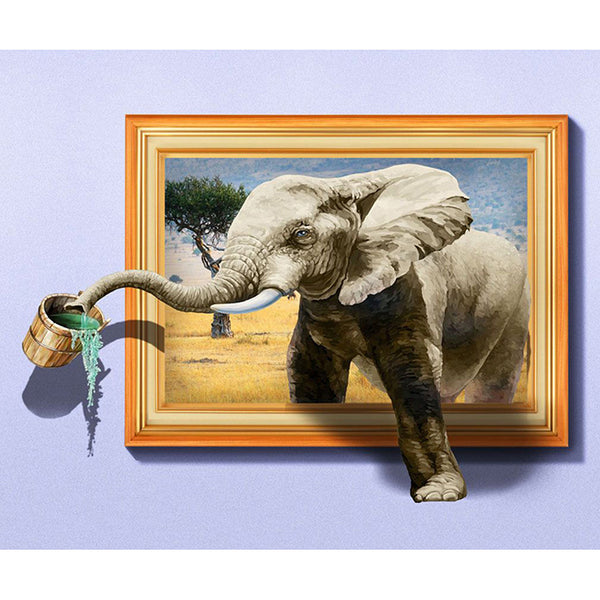 Punto de Cruz Elefante Recibiendo Agua