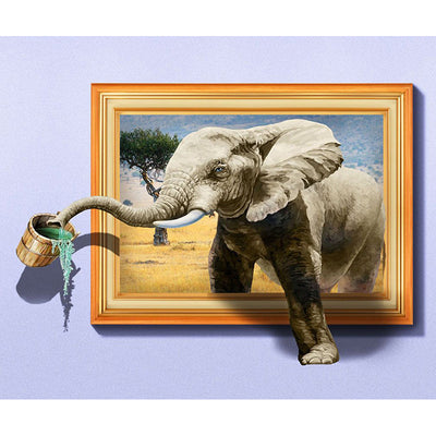 Punto de Cruz Elefante Recibiendo Agua