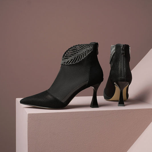 Zapato de Tacón Alto Puntiagudo con Cierre de Cremallera