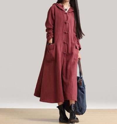 Abrigo Largo de Lino Algodón con Capucha - Chaqueta Versátil para Todas las Estaciones - Image 6