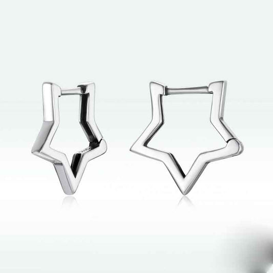 Aretes de Estrella Hueca de Cinco Puntas en Plata de Ley