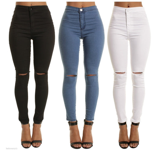 Pantalones Vaqueros Rotos a la Rodilla con Stretch