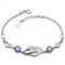 Pulsera de Plata Esterlina S925 con Amatista en Forma de Corazón, Diseño Coreano Doble Corazón