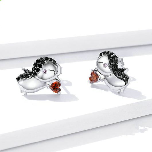 Aretes de Plata 925 Pingüino Adorable - Diseño Femenino y Delicado