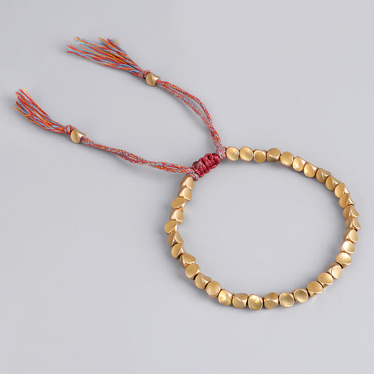 Pulsera Tibetana Budista Trenzada con Cuentas de Cobre - Brazalete de Cuerda de la Suerte - Image 6