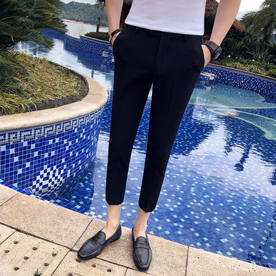 Pantalones Slim Straight Negros Casual Tendencia - Image 2