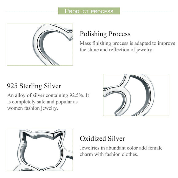 Aretes de Plata Gato Hueco Mujer Plata 925