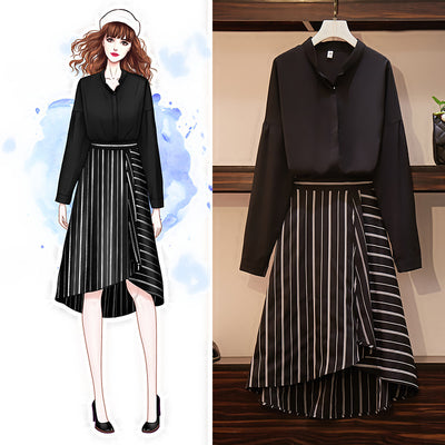 Traje Casual Elegante: Blusa Manga Larga y Falda para Mujer - Image 9