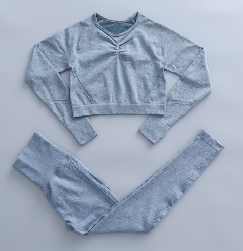 Conjunto de Yoga Ajustado con Pantalones Largos de Manga Larga para Fitness
