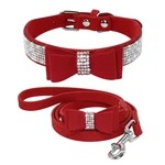 Collar y Correa para Perro y Gato de Cuero con Brillantes - Image 11