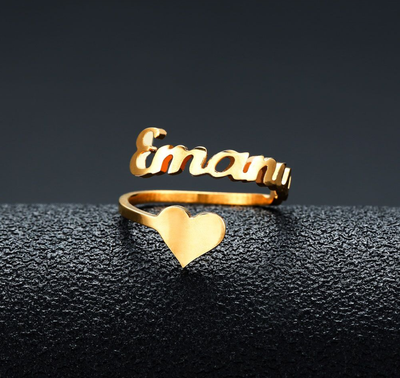 Anillo Personalizado de Acero Inoxidable con Nombre y Corazón para Hombre y Mujer - Image 8