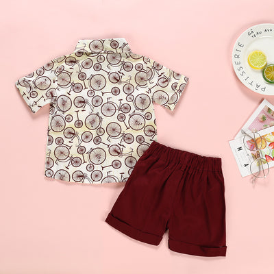 Conjunto Estampado: Playera + Shorts Rojo Vino - Image 3