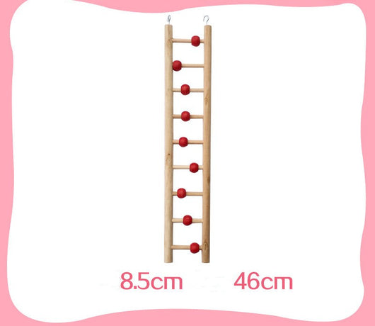 Colorful wooden aerial ladder with five rungs and vibrant beads, featuring metal hooks for birds or hamsters. - Image 21
