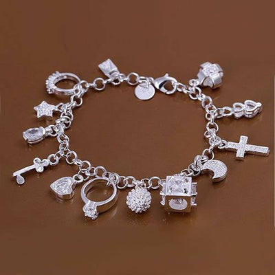 Pulsera de Plata 925 con Trece Dije Colgantes - Image 5