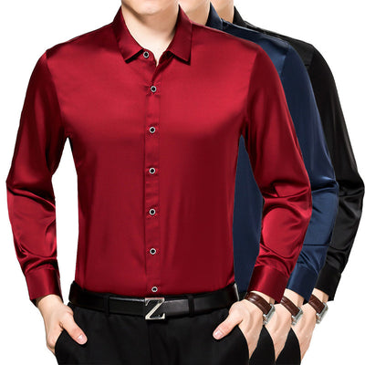 Camisa de Seda Premium Color Puro - Image 3