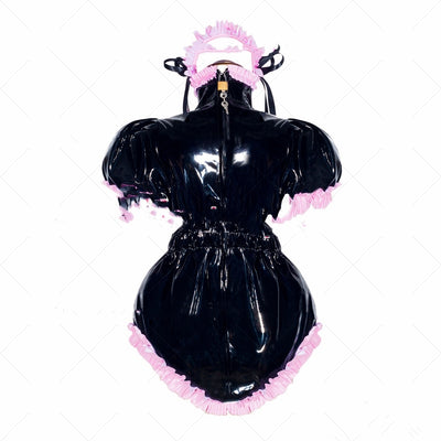 Traje de Sirvienta PVC Brillante Negro con Cierre Completo - Image 2
