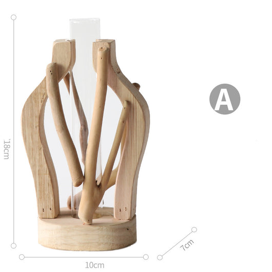 Jarrón de Madera Maciza Artesanal con Diseño Decorativo para Flores y Plantas Hidropónicas - Image 11