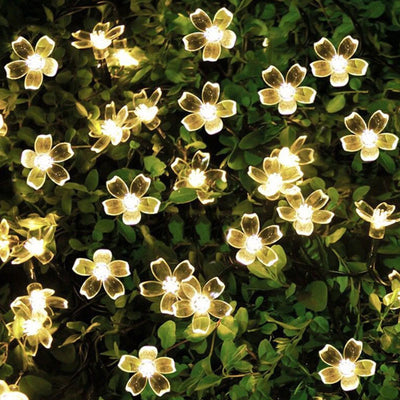 Guirnalda Solar Sakura con Linternas Decorativas Impermeables para Jardín
