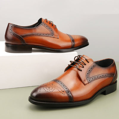 Zapatos Oxford de Cuero Tallado para Hombre - Estilo Brogue Ejecutivo - Image 5