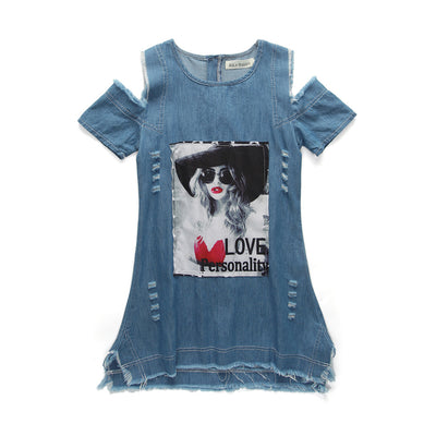 Vestido Denim Strapless para Niña - Diseño Verano
