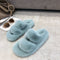Pantuflas Cruzadas de Pelo de Conejo Suave para Mujer