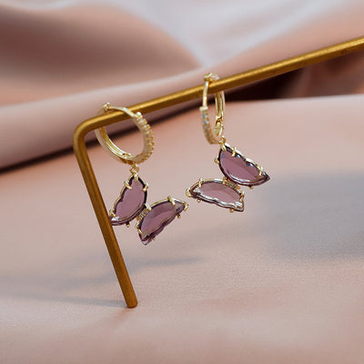 Aretes, Anillo y Collar de Cristal Púrpura con Diseño de Mariposa - Image 15