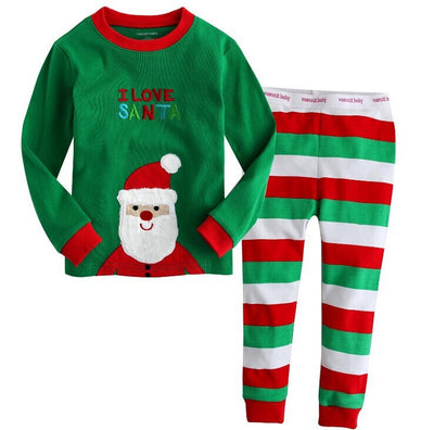 Pijama Infantil Navideño de Dos Piezas con Patrón de Rayas y Manga Larga
