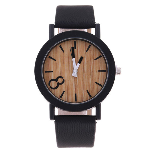 Reloj de Pulsera Cuarzo con Correa de Cuero y Textura de Madera - Image 8