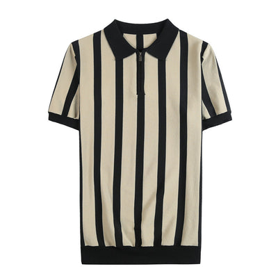 Suéter a Rayas con Cuello Solapa - Camiseta Casual Stretch Británica - Image 4