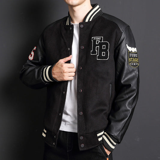Chaqueta Casual de Lana Polar con Cuello de Béisbol para Hombre