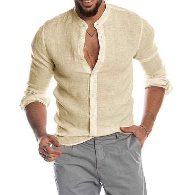 Camisa de Lino con Cuello Mao para Hombre - Image 5
